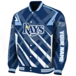 custom tampa bay rays chevron angles navy varsity jacket best selling