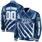 custom tampa bay rays chevron angles navy varsity jacket best selling