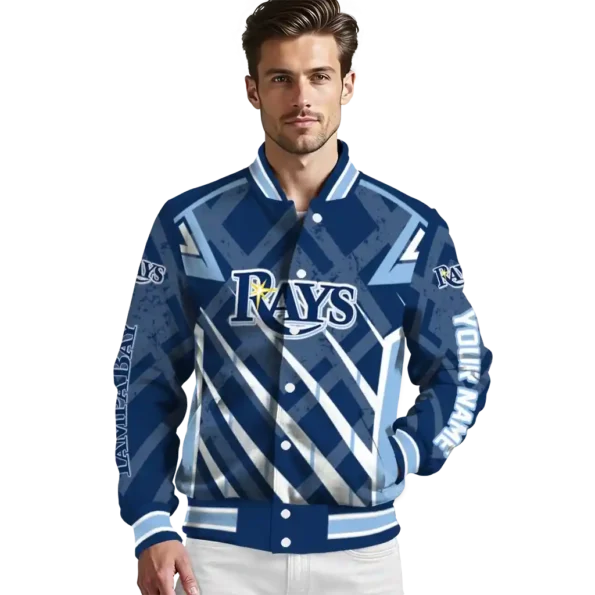 custom tampa bay rays chevron angles navy varsity jacket high quality