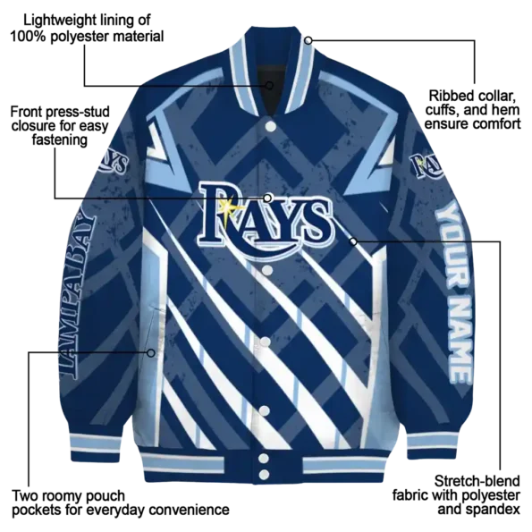 custom tampa bay rays chevron angles navy varsity jacket new arrival