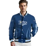 custom tampa bay rays chevron arrow navy varsity jacket best selling