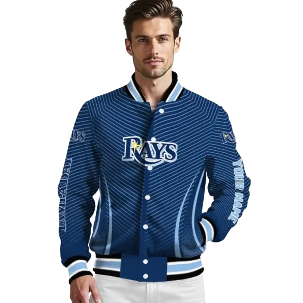 custom tampa bay rays chevron arrow navy varsity jacket high quality