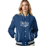 custom tampa bay rays chevron arrow navy varsity jacket best selling