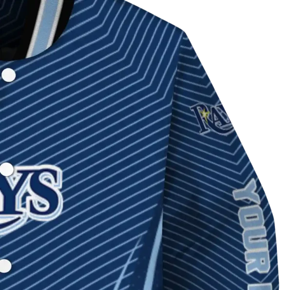 custom tampa bay rays chevron arrow navy varsity jacket premium grade