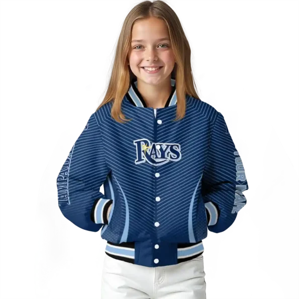 custom tampa bay rays chevron arrow navy varsity jacket top rated