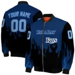 custom tampa bay rays flame border navy black bomber jacket best selling