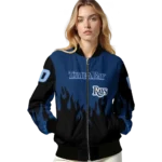 custom tampa bay rays flame border navy black bomber jacket best selling