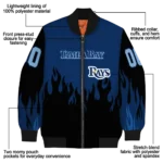custom tampa bay rays flame border navy black bomber jacket best selling