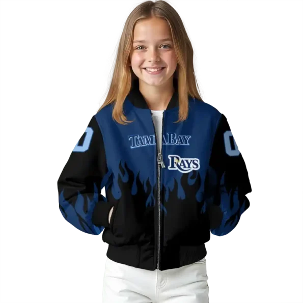 custom tampa bay rays flame border navy black bomber jacket top rated