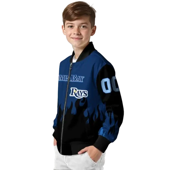 custom tampa bay rays flame border navy black bomber jacket trendy