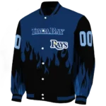 custom tampa bay rays flame border navy black varsity jacket best selling