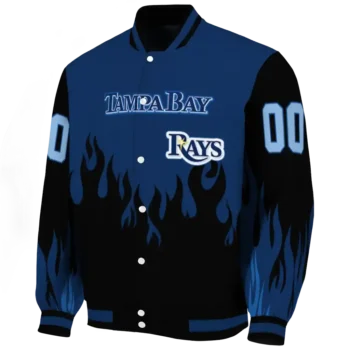custom tampa bay rays flame border navy black varsity jacket best selling