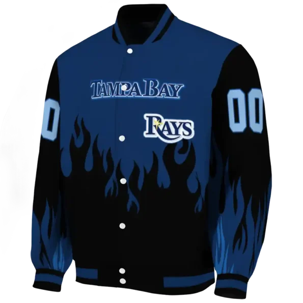 custom tampa bay rays flame border navy black varsity jacket best selling