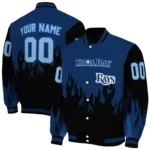 custom tampa bay rays flame border navy black varsity jacket best selling