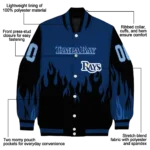 custom tampa bay rays flame border navy black varsity jacket best selling