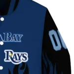 custom tampa bay rays flame border navy black varsity jacket best selling