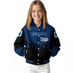 custom tampa bay rays flame border navy black varsity jacket best selling