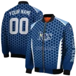 custom tampa bay rays hexagon grid navy bomber jacket best selling