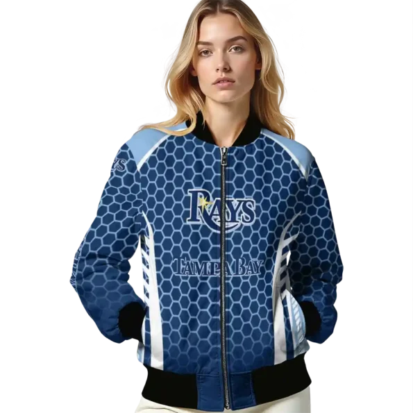 custom tampa bay rays hexagon grid navy bomber jacket latest model