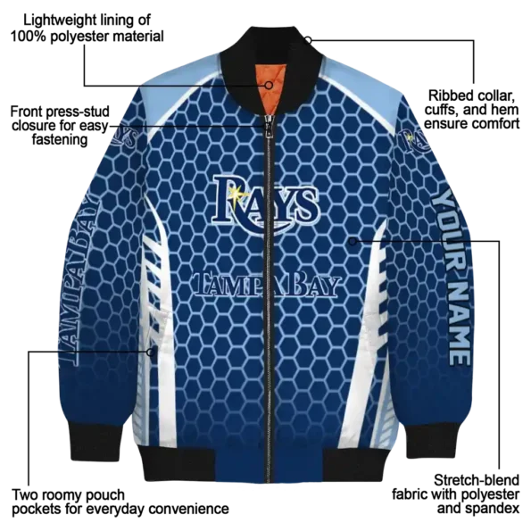custom tampa bay rays hexagon grid navy bomber jacket new arrival