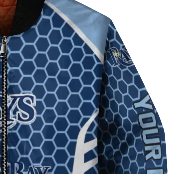 custom tampa bay rays hexagon grid navy bomber jacket premium grade