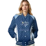 custom tampa bay rays hexagon grid navy varsity jacket best selling