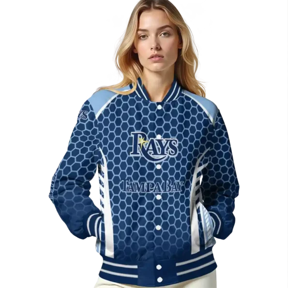 custom tampa bay rays hexagon grid navy varsity jacket latest model