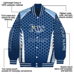 custom tampa bay rays hexagon grid navy varsity jacket best selling