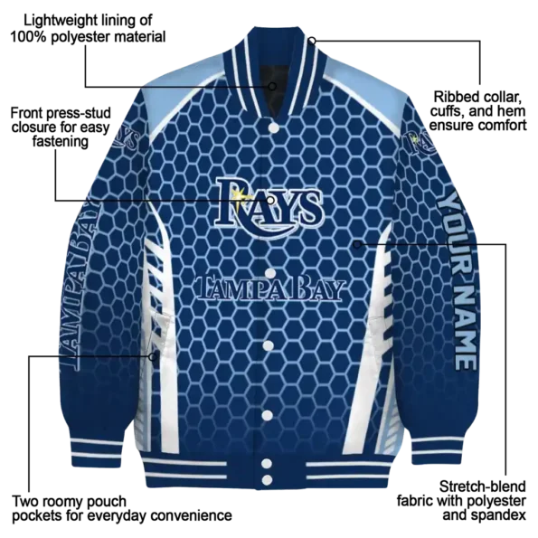 custom tampa bay rays hexagon grid navy varsity jacket new arrival