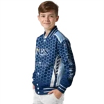 custom tampa bay rays hexagon grid navy varsity jacket best selling