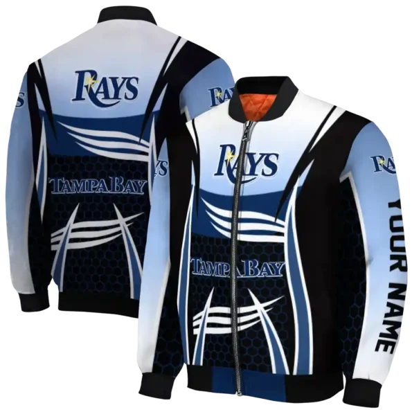 custom tampa bay rays mesh effect navy black bomber jacket fashion forward