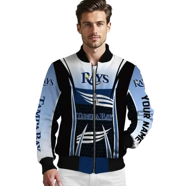 custom tampa bay rays mesh effect navy black bomber jacket high quality