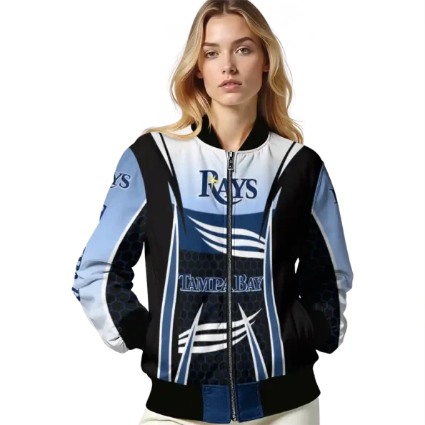 custom tampa bay rays mesh effect navy black bomber jacket latest model