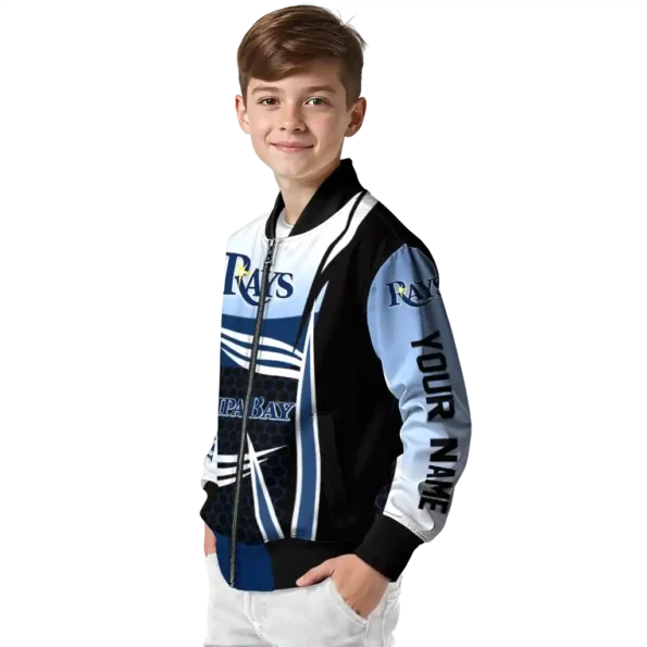 custom tampa bay rays mesh effect navy black bomber jacket trendy