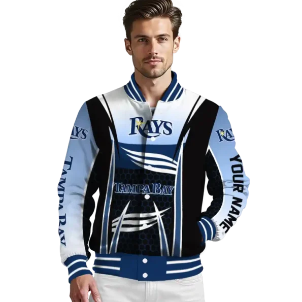 custom tampa bay rays mesh effect navy black varsity jacket high quality