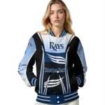 custom tampa bay rays mesh effect navy black varsity jacket best selling