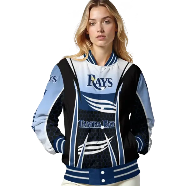 custom tampa bay rays mesh effect navy black varsity jacket latest model