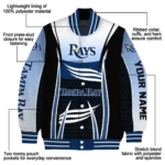 custom tampa bay rays mesh effect navy black varsity jacket best selling