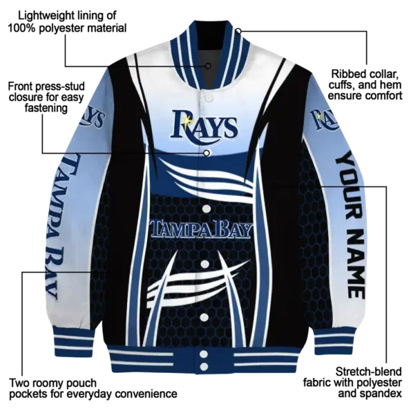 custom tampa bay rays mesh effect navy black varsity jacket new arrival