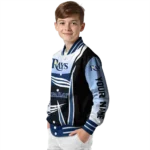 custom tampa bay rays mesh effect navy black varsity jacket best selling