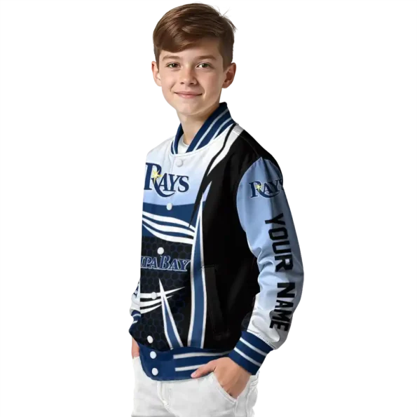 custom tampa bay rays mesh effect navy black varsity jacket trendy