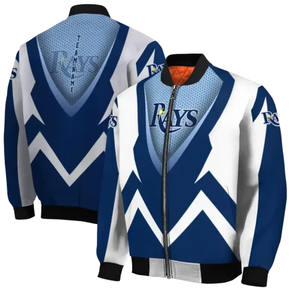 custom tampa bay rays v stripes navy white bomber jacket fashion forward