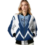 custom tampa bay rays v stripes navy white bomber jacket best selling