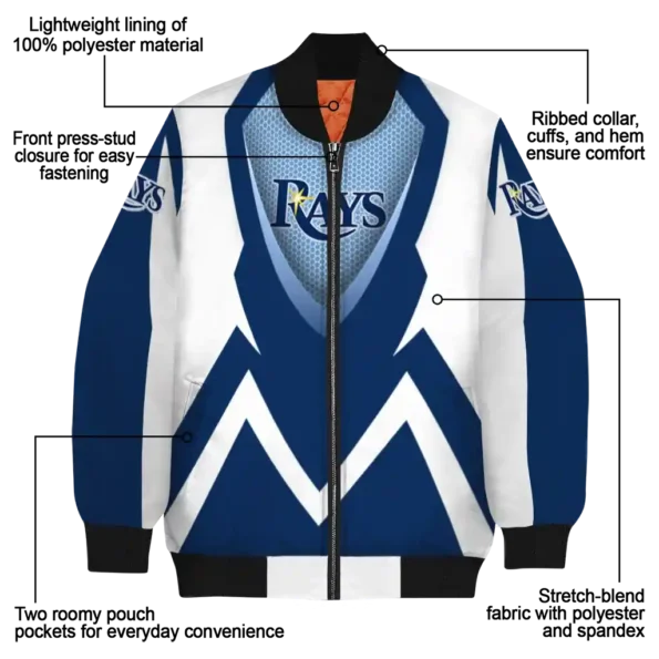 custom tampa bay rays v stripes navy white bomber jacket new arrival