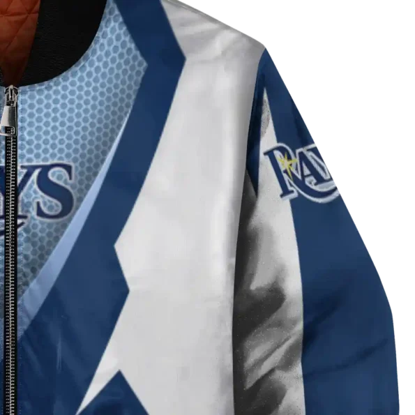 custom tampa bay rays v stripes navy white bomber jacket premium grade