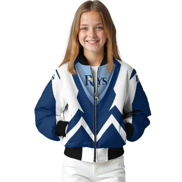 custom tampa bay rays v stripes navy white bomber jacket top rated