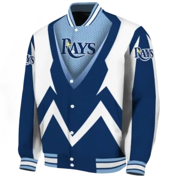 custom tampa bay rays v stripes navy white varsity jacket best selling