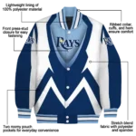 custom tampa bay rays v stripes navy white varsity jacket best selling