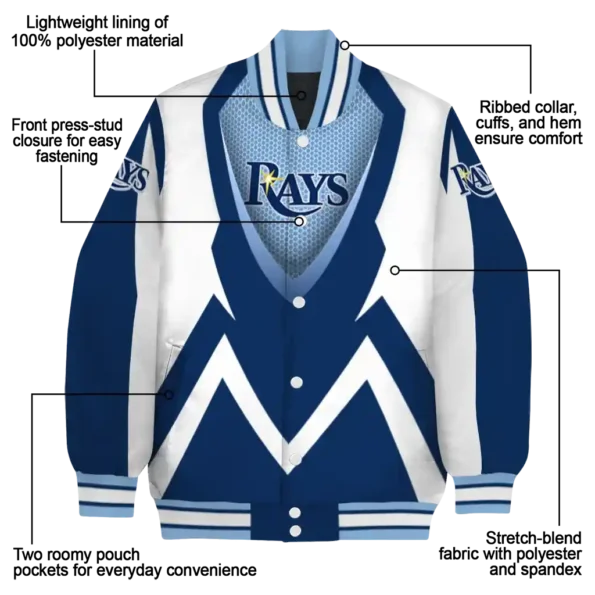 custom tampa bay rays v stripes navy white varsity jacket new arrival