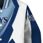 custom tampa bay rays v stripes navy white varsity jacket best selling
